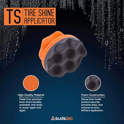 Suds Lab TS Tire Shine Applicator – Reusable Foam Tire Dressing Applicator Pad, Tire Shine Brush, Ideal for Car Tire Shine Gel, Tire Balm, Tire Cleaner, and Tire Applicator Sponge for even application