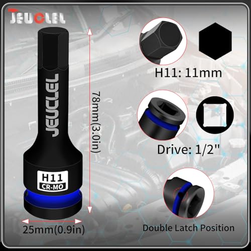 11mm Hex Impact Bit Socket, H11 1/2" Drive Allen Socket, Cr-Mo | 3-Inch, Lengthen Hex Screwdriver Adapter for Electric Ratchet Wrenches Fastening Screws, Socket Wrench, Head Drill - size: 1PC | H11 11MM