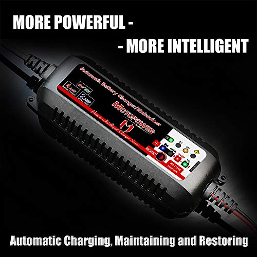 MOTOPOWER MP00207 6V and 12V 4AMP Automatic Smart Battery Charger | Battery Charger, Battery Maintainer, Battery Desulfator with Force Charging Recondition Mode