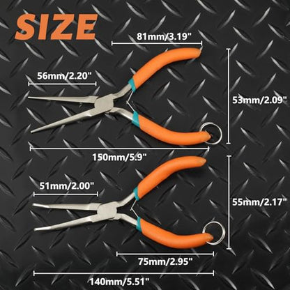 SPEEDWOX 2PCS Long Needle Nose Pliers With Curved & Straight Tips, Hook & Wire Looping Pliers, Anti-Loss Lanyard - style: Straight Tips&Curved Tips