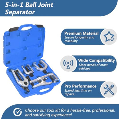 Splitter Removal Kit, Pitman Arm Puller, 5-in-1 Ball Joint Separator, Tie Rod End Removal Tool Set for Front End Service(Blue) - color: Blue