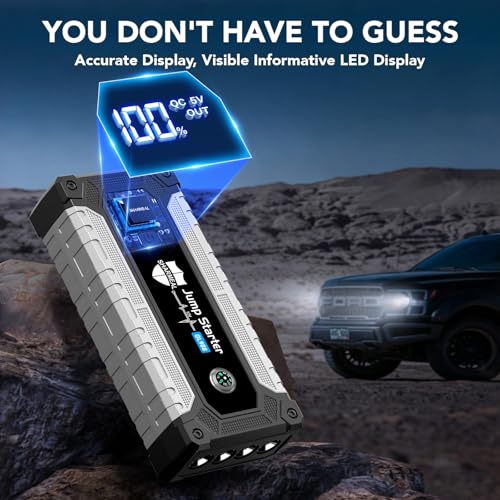 Car Jump Starter 6000A, Portable Jump Starter 12V Car Battery Booster Jump Box Pack for All Gas & 10.0L Diesel Engines with 3 Modes Flashlight and Jumper Cables (6000A+Charger Block) - color: 6000A+Charger Block