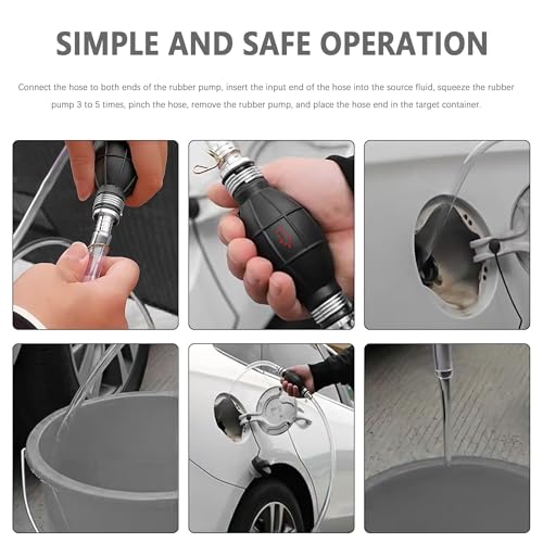 Fuel Transfer Pump with 6.5FT Gas Siphon Hose,Enlarged Caliber Gas Pump for Gas Can,Oil,Water,Portable Siphon Pump for Gasoline Kit Include Extension Nozzle Pinch Clip Car Accessories