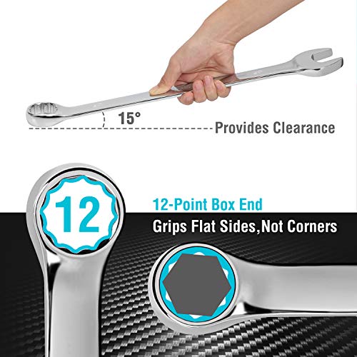 DURATECH Long Pattern Combination Wrench Set, Metric, 5-Piece, 23-30mm, 12 Point, CR-V Steel, with Pouch - size: Metric(23 to 30mm)