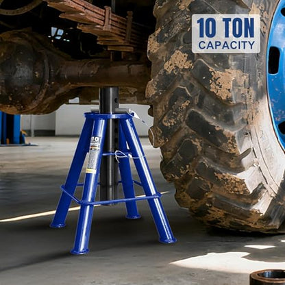 TCE 10 Ton (20000 lb) Capacity Heavy Duty Steel Car Jack Stands, Lifting Range from 18.9" to 29.9" for Trucks & Equipment, 2 Pack, Blue