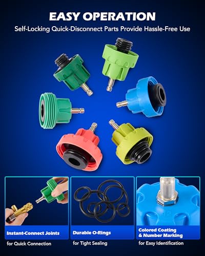Orion Motor Tech Coolant Pressure Tester Kit, 26pc Coolant Vacuum Refill Kit with 18 Radiator Adapters, Radiator Cooling System Pressure Tester & Filler Kit with Vacuum Pump Vacuum Purge & Refill Tool