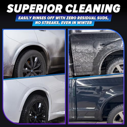 Carfidant Salt Crusher - Car Wash Soap for Salt and Grime Removal - Thick Snow Foam Formula - Prevents Corrosion, Gently Cleanse and Eliminate Dirt - Shampoo Works with Foaming Cannon & Bucket - 128oz