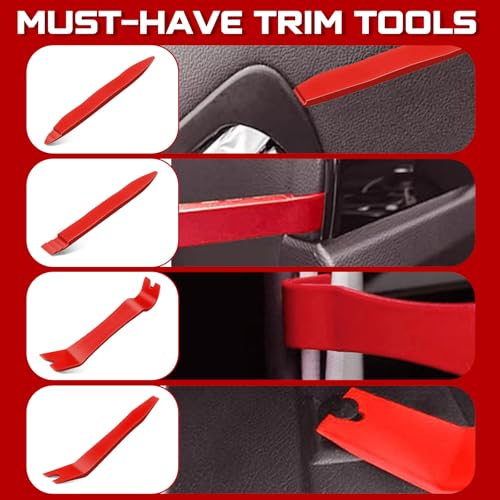 5pcs Auto Trim Removal Tool Set - 5Pcs Car Panel Pry Kit with Metal Fastener Remover. POM Plastic Interior Dashboard Door Molding Repair Tools (5Pcs-RED) - style: 5Pcs-RED