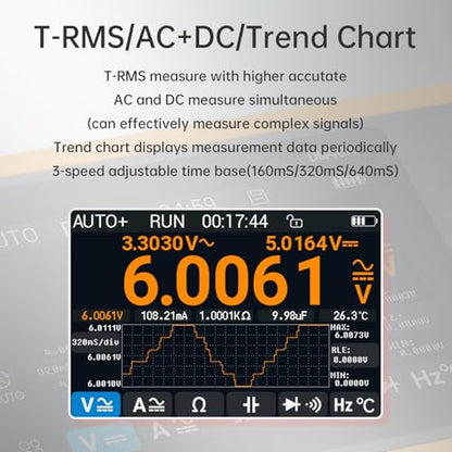 DM40A/B/C Digital Multimeter 59999 Counts, 4.5-Digit Rechargeable 3 in 1 Handheld Oscilloscope Multimeter Signal Generator,50M Sample Rate, Diode Test Automotive Tools (DM40C)