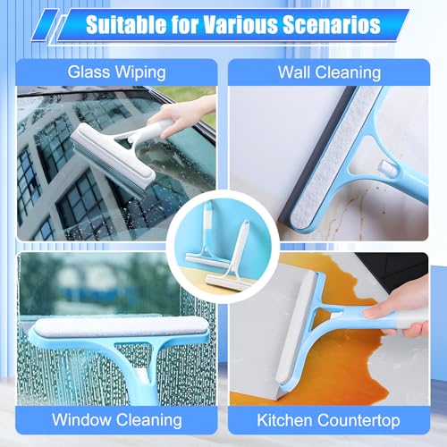 3 in 1 Window Cleaning Scraper,New 3 in 1 Window Cleaner,Squeegee and Scrubber with Spray, for Windows, Walls,Car Windshields, Bathrooms, Kitchens, All-Purpose Window Cleaner Tool (White/Blue) - color: White+blue