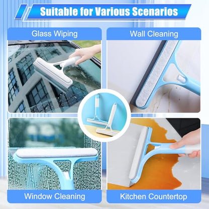 3 in 1 Window Cleaning Scraper,New 3 in 1 Window Cleaner,Squeegee and Scrubber with Spray, for Windows, Walls,Car Windshields, Bathrooms, Kitchens, All-Purpose Window Cleaner Tool (White/Blue) - color: White+blue
