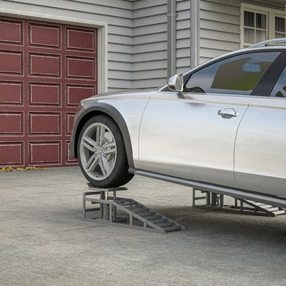 Hydraulic Car Ramps 5 T 11000 LBS, 2 Pack Heavy Duty Steel Car Ramps Lift Height 11.61 in-16.21 in, Low Profile Car Lift Service Ramps Truck Trailer Garage