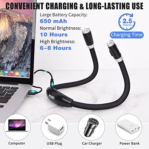 LEDGLE Neck Rechargeable Knitting Light with 3 Adjustable Brightness, Flexible Soft Silicone Arms - Hands Free Braiding Light for Reading, Crochet, Camping Repairing - style: Old Design- Black