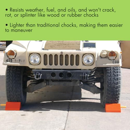 Checkers Roped Pair of Large Wheel Chocks for 27-32" Tires, Heavy Duty Wheel Chock for Semi Trucks, Utility, Tractor Trailer, 60k lb Load Capacity, Made in The USA, Polyurethane, UC1400-6-P - size: 60k lb Load Capacity, style: Roped Pair