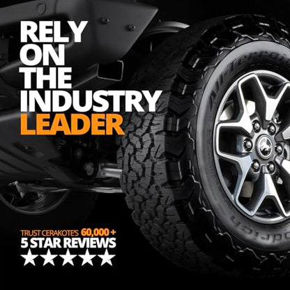 CERAKOTE® Rapid Ceramic Tire Coat - Long-Lasting Deep Black Tire Shine | Lasts up to 10X longer than traditional tire dressings with a natural satin and a no-sling ceramic finish. Car, truck, & SUV - size: 32 oz. Bottle