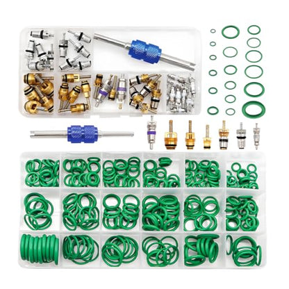 Bittwee Car A/C Repair Kit, 39PCS Vehicle Air Conditioner Valve Core with 270PCS O-Ring, AC R12 R134a Auto Refrigeration Tire Valve Stem Cores Assortment with Remover Tool, Universal Fit