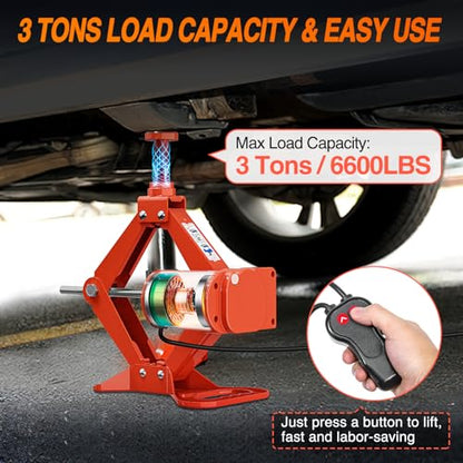 Nilight Electric Car Jack 3 Ton 6600LBS Floor Jack Kit Automatic 12V Electric Scissor Lift Jack Portable Repair Tool with Remote Control Double Jack Pads for Car Tire Change Replacement, Orange Red - size: 3 T w Remote Control