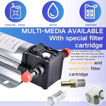 Fuel Transfer Pump Kit with Carrying Case, 12 Volt Electric Fuel Transfer Pump, High Efficiency Self-priming Pump for Pumping Gasoline, Diesel, Kerosene, Water and Liquids - size: Fuel Pump Kit