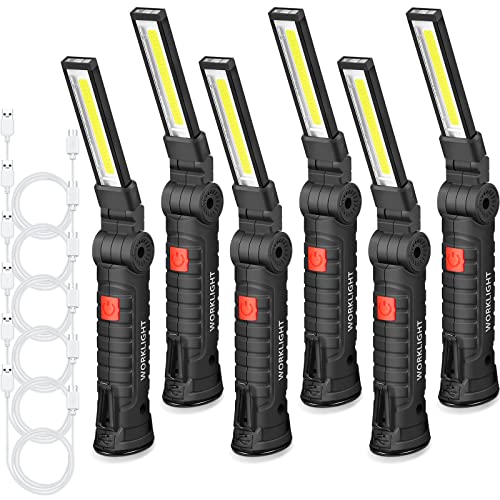 Tuanse LED Rechargeable Work Light with Magnetic Base Hanging Hook, 360° Rotate Magnetic Flashlights for Mechanics Car Repair Home Garage Camping, Tool Gifts for Men Dad Father(6 Pcs,Large) - size: Large