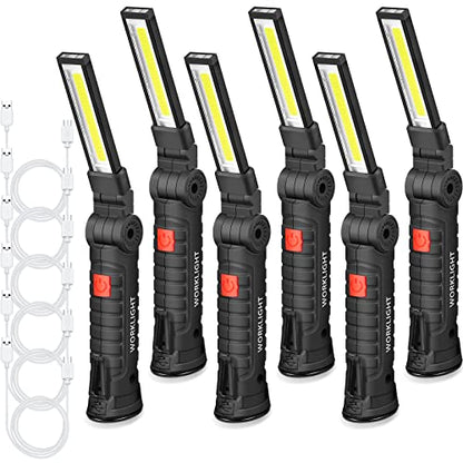 Tuanse LED Rechargeable Work Light with Magnetic Base Hanging Hook, 360° Rotate Magnetic Flashlights for Mechanics Car Repair Home Garage Camping, Tool Gifts for Men Dad Father(6 Pcs,Large) - size: Large
