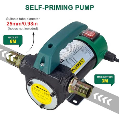 AIGMISON 12V 260W Diesel Transfer Pump Electric Fuel Transfer Pump 45L/Min Oil Suction Pump With Copper Motor For Diesel, Kerosene, Transformer Oil - color: without nozzle hoses green