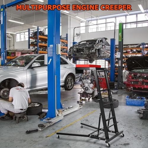 400lbs High Top Automotive Engine Creeper, 48" to 66" Adjustable Height Creeper for Garage Workshop Repair Maintenance Mechanic