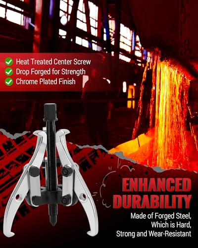 Reywoo Gear Puller Set, 3" and 6" Bearing Puller Kit for Pulley Gear Bearing Flywheel Removal, 2 Jaw & 3 Jaw Gear Puller with Reversible Jaws - size: Max External 3"&6"