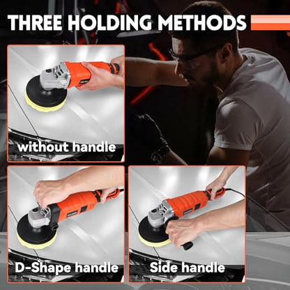 Buffer Polisher, Powerful Buffer Waxer, 7 Variable Speed 1000-3500 RPM,Rotary Polisher with 6" and 7" Backing Plate, 1580W Rotary Polisher for Car Polishing, Waxing, Glaze, Sanding