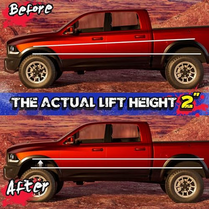 KSP 2in Front Lift Kits for Ram 1500 2009-2026, 2" Leveling Lift Kit for 2009-2026 Dodge Ram 1500 4WD, 2005-2011 Dakota 2WD 4WD, Aluminum Suspension Level Kit CNC Strut Spacers For Pick Up - size: 2"F, style: Front