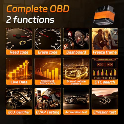 KONNWEI OBD2 Bluetooth Scanner Engine Code Reader w/Power ON/Off Button | Wireless Car Scanner w/Battery voltage Test Live Data Stream Freeze Frame I/M Readiness for iOS & Android