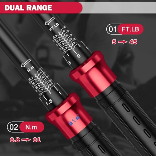 Spark Plug Socket Set with Torque Wrench 3/8 Drive, 5-45 ft.lb | 6.8-61 Nm, 14mm 16mm 5/8" Magnetic Swivel Spark Plug Sockets & 10" Extension Bar, Perfect for Car & Motorcycle Spark Plug - size: 5PCS