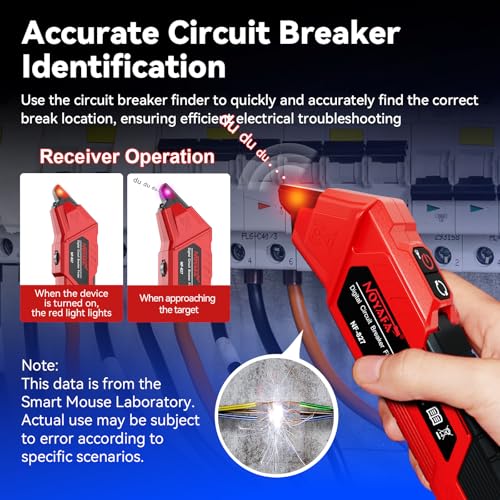 NOYAFA NF-827 Circuit Breaker Finder with 3 Accessories &GFCI Outlet Tester | Quickly Identify 90-120V AC NCV Circuit Breaker Finder Tool Circuit Tracer Tester with Storage Case, Sensitivity Adjustment
