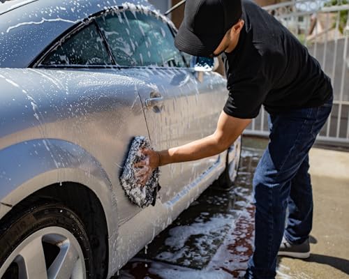 Microfiber Car Wash Mitt, Plush Cleaning Fibers, Scratch-Free, Swirl-Free, Lint-Free, 8in x 11in, Machine Washable, 2-Pack (Blue) - color: Blue