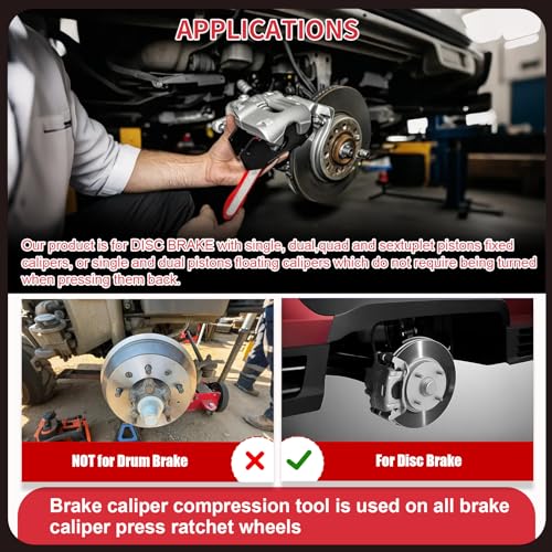YATOINTO Brake Caliper Compression Tool, Caliper Piston Compressor Tool with Brake Pad Spreader – Includes 2 Large Press Plates & 4 Brake Caliper Hangers for Automotive Disc Brake Repair (Red) - size: 2 Pcs Steel Plates+4 Caliper Hangers