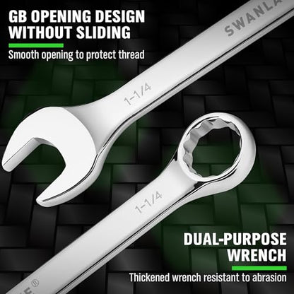 SAE Wrench Set, Large Wrench Set, 6-Piece 15/16″, 1", 1-1/16", 1-1/8", 1-3/16", 1-1/4" Long Big Box End Wrenches Tools Set with Rolling Pouch, 12 Point Combination Wrenches Sets - style: 6PCS SAE