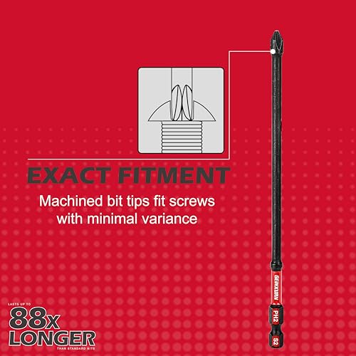 Geinxurn 20Pack 6 in. Phillips #2 Bit Impact Tough D2 Steel Long Extension Insert Driver Bits,1/4 Inch Hex Shank Long Cross Magnetic PH2 Screwdriver Bits Set - size: 6"-D2PH2-20PCS