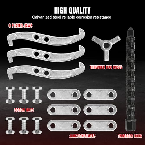 Big RED Gear Puller Set, 3''4''6'' 3 jaw Puller Tool, Puller Kit for Gearing, Pulley and Bearing Removal, Puller Kit Pulley with Reversible Jaws, 3 Pcs