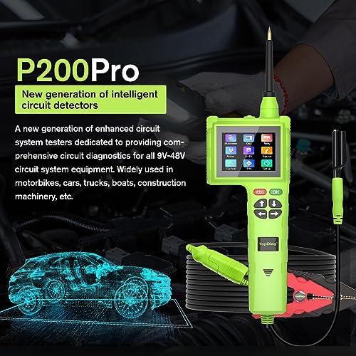 TopDiag P200 Pro Automotive Electric Circuit Tester Power Probe,Supports All Vehicle Electrical Systems(P200 Pro) - color: P200 Pro