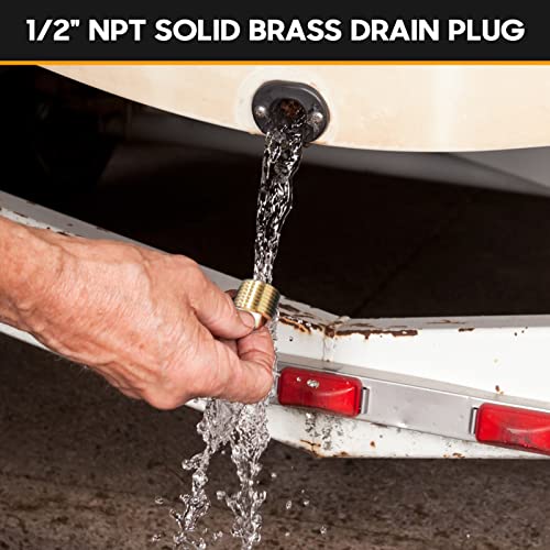HAPDEN Boat Plugs 1/2 Inch Npt Solid Brass Boat Drain Plug, 2 Pack Garboard Drain Plug Boat Drain Plug Fits Most Boat Hulls (1/2 Inch NPT) - color: Gold