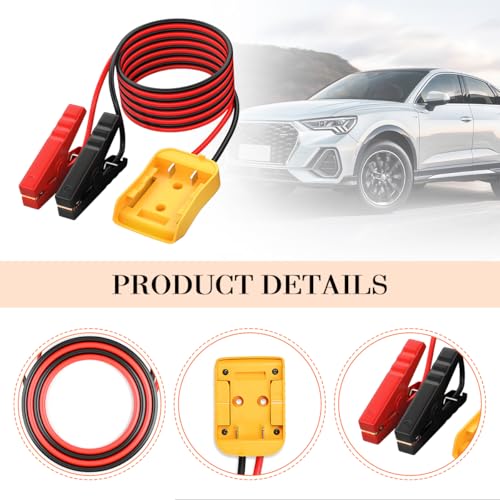 3.3FT 8AWG Car Jumper Cables with Adapter, Portable Vehicle Power Booster Cables, Automotive Battery Jumper Starter for Jump Starting Using Tool, Compatible with 20V Battery - size: 3.3FT