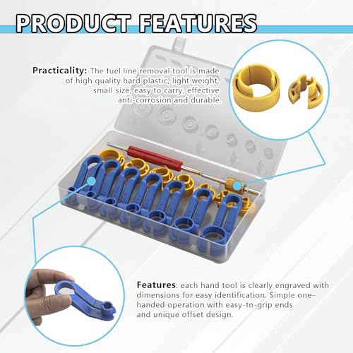 16PCS Car AC Fuel Line Disconnect Tool Set with Storage Box,1/4" 5/16" 3/8" 1/2" 5/8" 3/4" 7/8" Master Quick Disconnect Tool Kit,Fuel Lines & Transmission Oil Cooler Lines for Most Vehicles