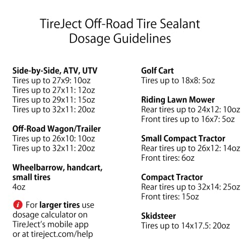 TireJect Off-Road Tubeless Tire Sealant Kit: Fix a Flat Tire & Prevent Flat Tires, Seal Punctures Leaks Dry Rot Thorns Nails Screws, tire Repair Slime, Puncture tire Sealer (40oz, 4-Tire Value Pack) - size: 40oz