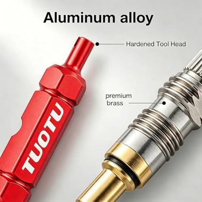Valve Core Remover Tool Kit Bike and Car Repair Kit With Brass Replacement Presta Schrader Valve Core