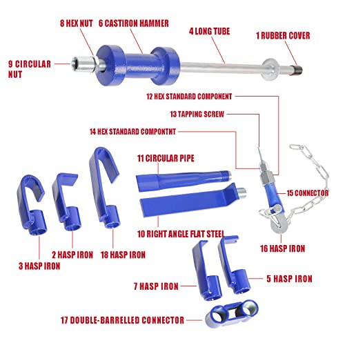 13LBS Dent Puller w/Slide Hammer Auto Body Truck Repair Automotive Hammer Puller Repair Frame Set with Carrying Case