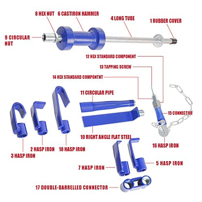 13LBS Dent Puller w/Slide Hammer Auto Body Truck Repair Automotive Hammer Puller Repair Frame Set with Carrying Case