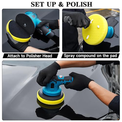 10pcs Polishing Buffing Pads for Drill,6 Inches Car Polishing kit | Car Foam Buffing Sponge Pads Kit with M14 Drill Adapter,Polishing Pad Kit for Car Buffer Polisher, Polishing and Waxing