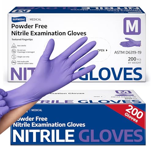 Supmedic Medical Soft Max™ Nitrile Disposable Gloves, 200 Ct Latex-Free Powder-Free Chemo Rated Food Safe Cleaning Exam Glove - color: Medium (Blue Violet)