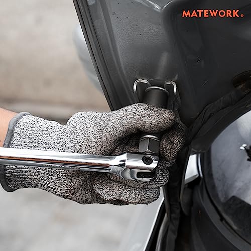 Matework 3/8'' Drive Breaker Bar, 10 Inches Long Extension Breaker Bar with 180-Degree Cr-V Flex Head and Engraved Non-slip Handle, Polished Finish, Home Use Socket Wrench - style: 3/8'' Drive (10-inch)