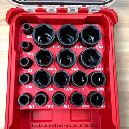 Packout Insert compatible with Milwaukee 1/2" Shockwave 19-Piece Impact Socket Set (49-66-7012)