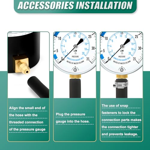 0-35" Natural Gas or LP Gas Manifold Pressure Test Kit, 1/8" NPT Fitting, 40" Feet Hose, Hex Bushing and Barbed Connection, for Kitchen and Industrial Equipment - size: 0-35" W.C